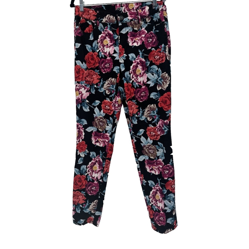 Chico's Sateen Rose Print Skinny Jeggings Pants 1.5 (10) M Bloomcore Spring